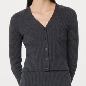 Frank & Oak Charcoal Ribbed Cardigan